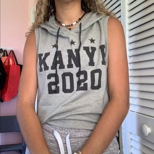 “Kanye 2020” t-shirt with a hoodie.